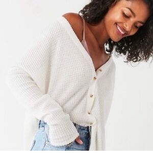 Urban Outfitters waffle oversized cardigan gray size small